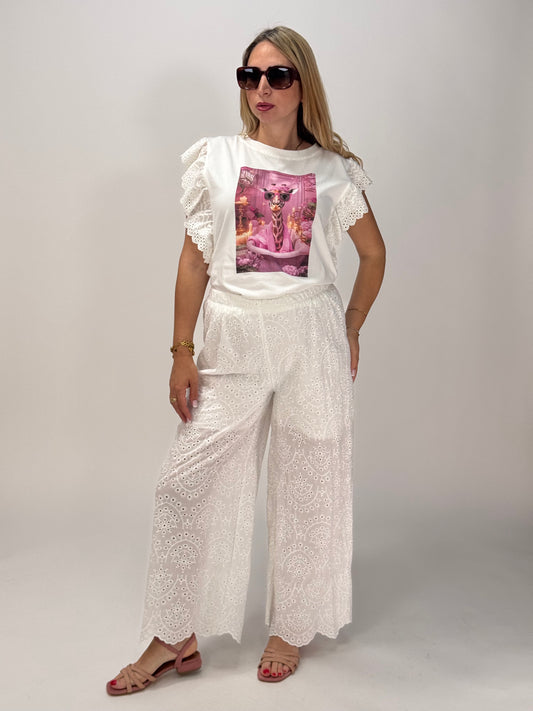 PANTALONE PIZZO SANGALLO BIANCO