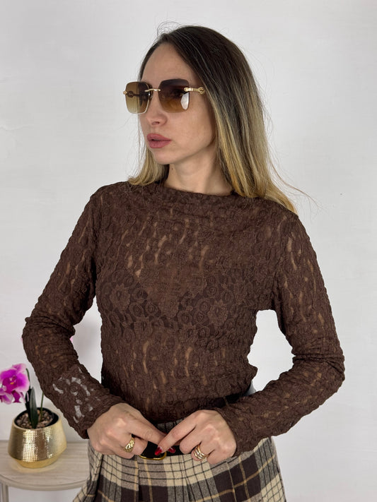 MAGLIETTINA IN PIZZO KELLY CHOCO