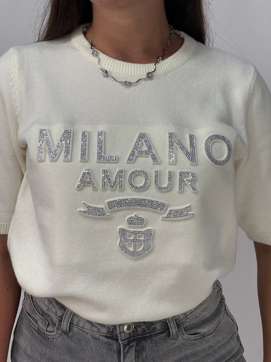 MAGLIONCINO MILANO AMOUR BIANCO**PREORDINE