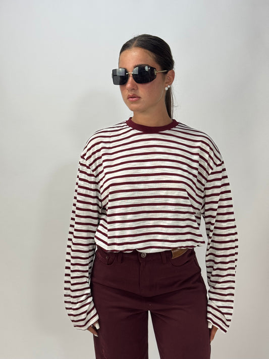 MAGLIA ARIELLE RIGHE BORDEAUX