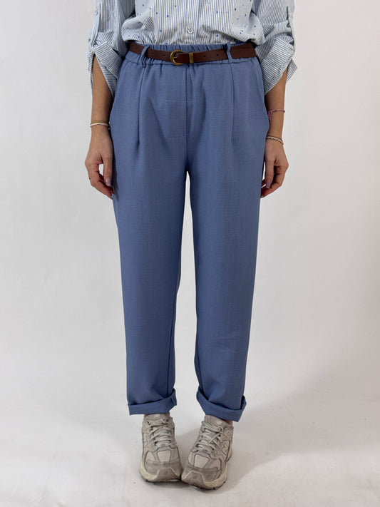 PANTALONE BRENDA AZZURRO CON CINTURINO