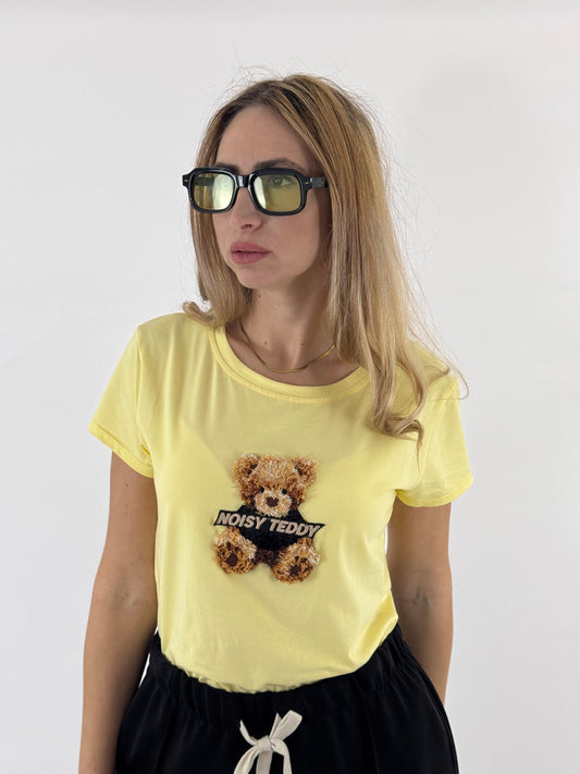 T-SHIRT NOISY TEDDY GIALLA