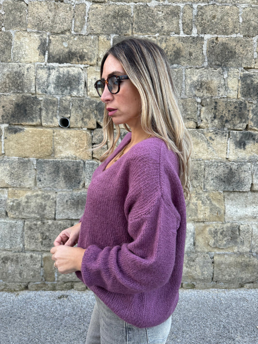 MAGLIONE 'BASIC'SCOLLO A V CIPOLLA