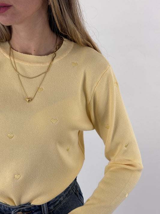 MAGLIONCINO ELODEA CUORI GIALLO