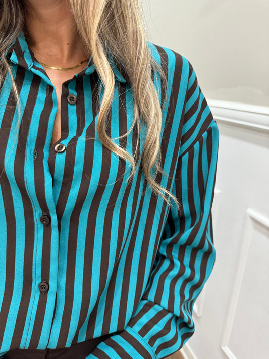 CAMICIA RIGHE OTTANIO/MARRONE