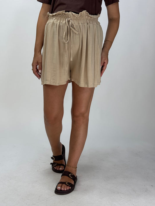 PANTALONCINO HOLLY EFFETTO LINO BEIGE