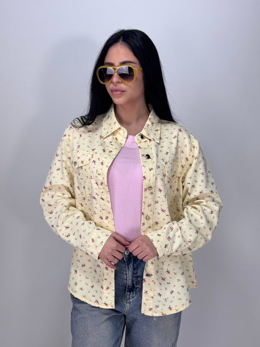 CAMICIONE JEANS FIORI GIALLO