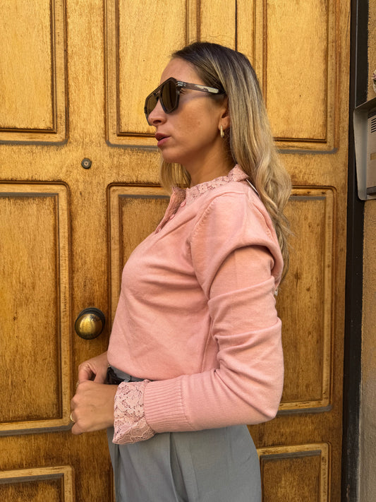 MAGLIONCINO ROSA CON PIZZO