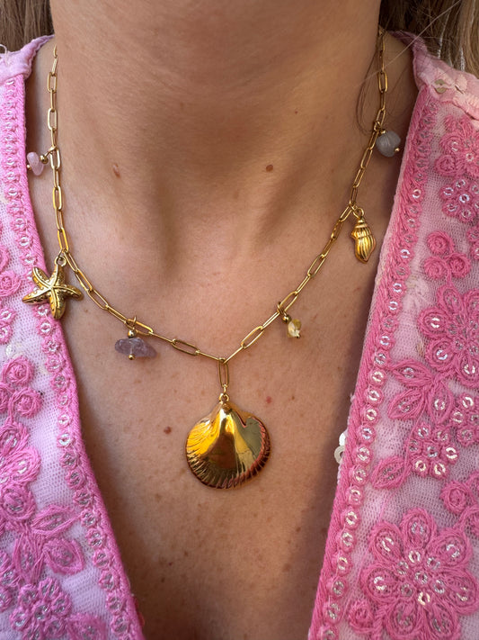 COLLANA CONCHIGLIA E PIETRE
