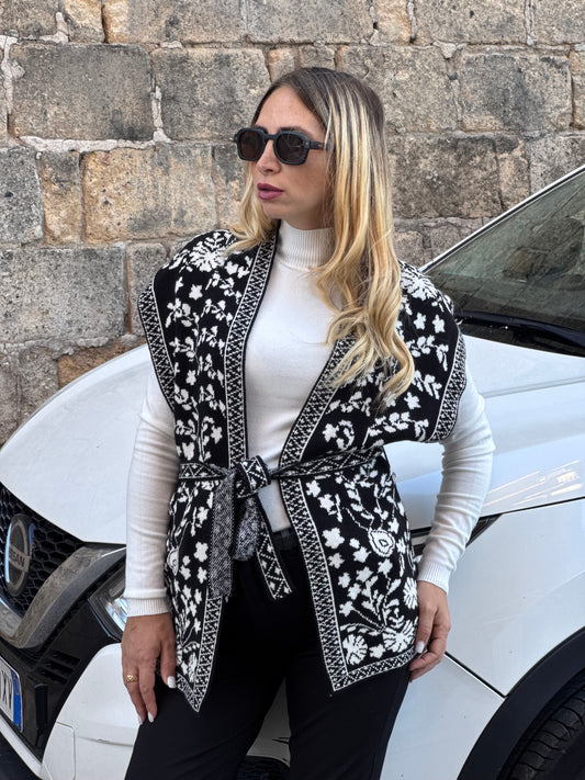 CARDIGAN GIROMANICA CON CINTURINO