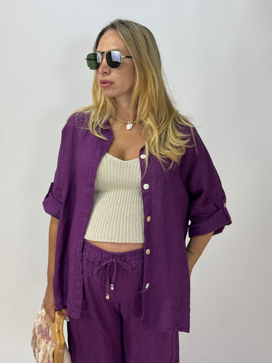 COORDINATO 100% LINO VIOLA