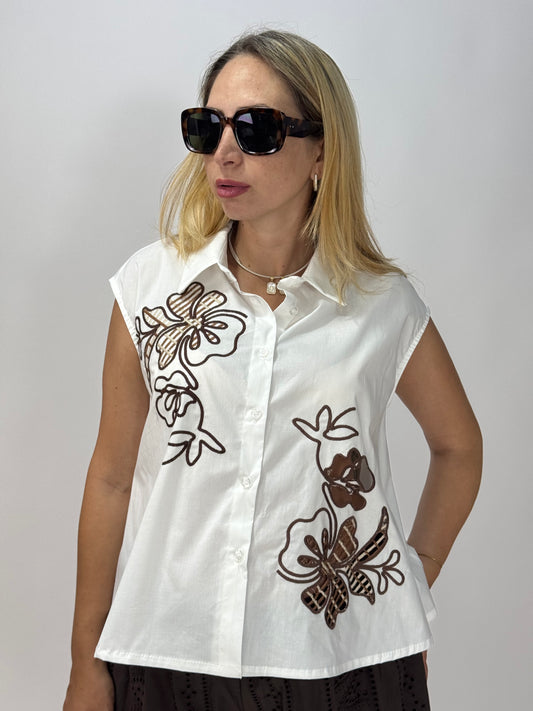 CAMICIA CLARISSA RICAMI CHOCO