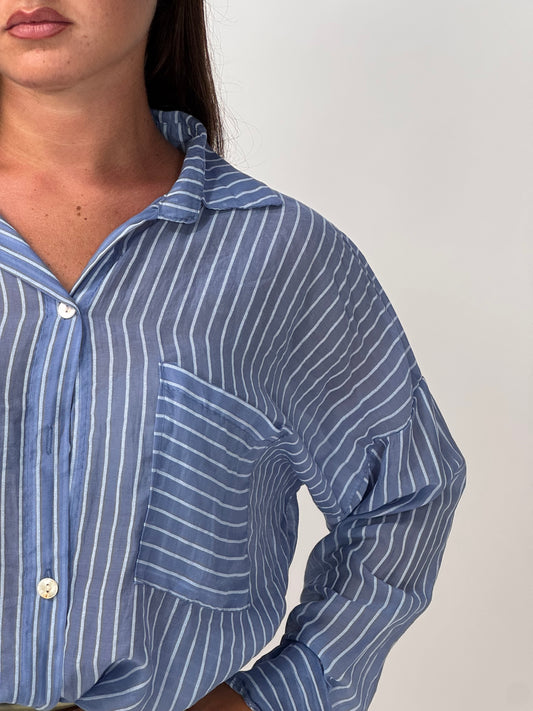 CAMICIA AZZURRA A RIGHE MALLORY