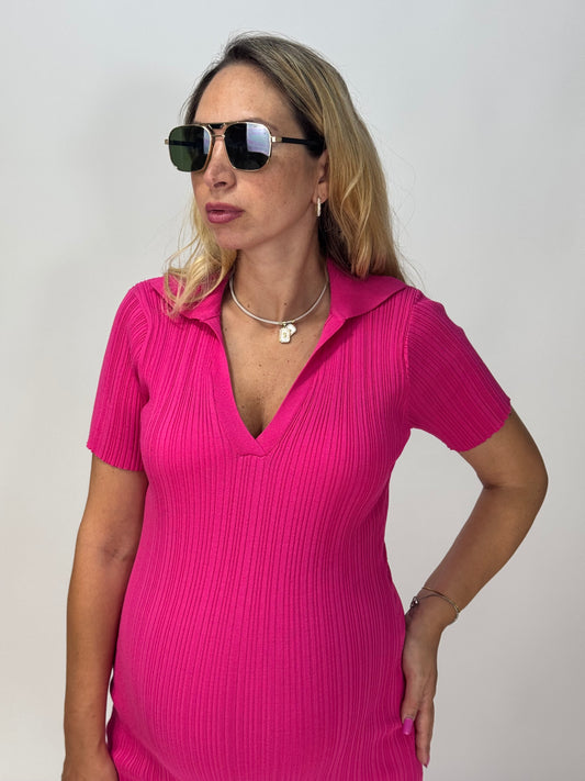 VESTITO A COSTINE FUXIA