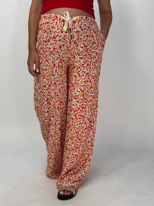PANTALONE FIORI ROSSI