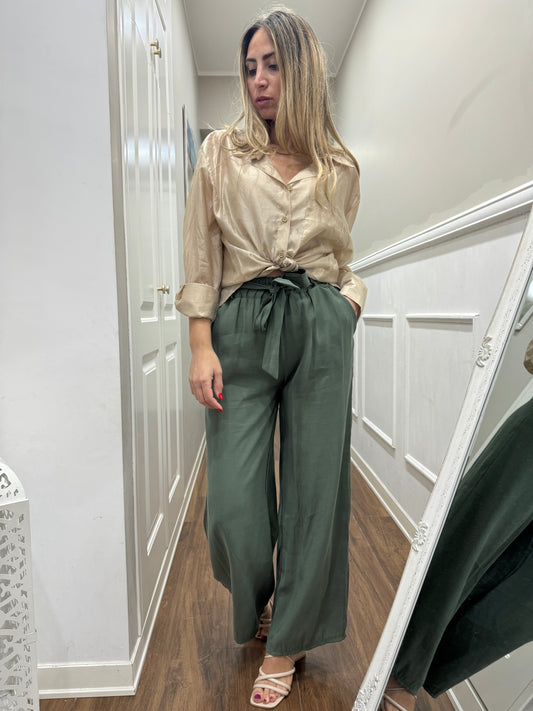 PANTALONE CON FIOCCO VERDE MILITARE