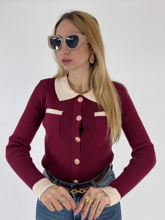CARDIGAN SVEVA BORDEAUX