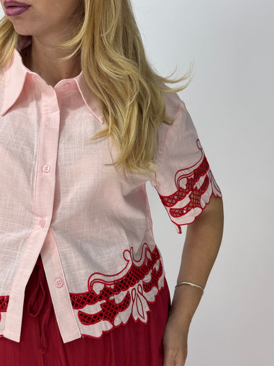 CAMICIA ORNELLA PIZZO CILIEGIA