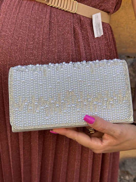 POCHETTE STRASS E PERLINE