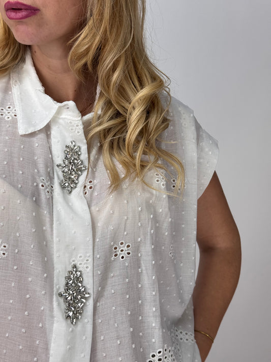 CAMICIA PIZZO E STRASS