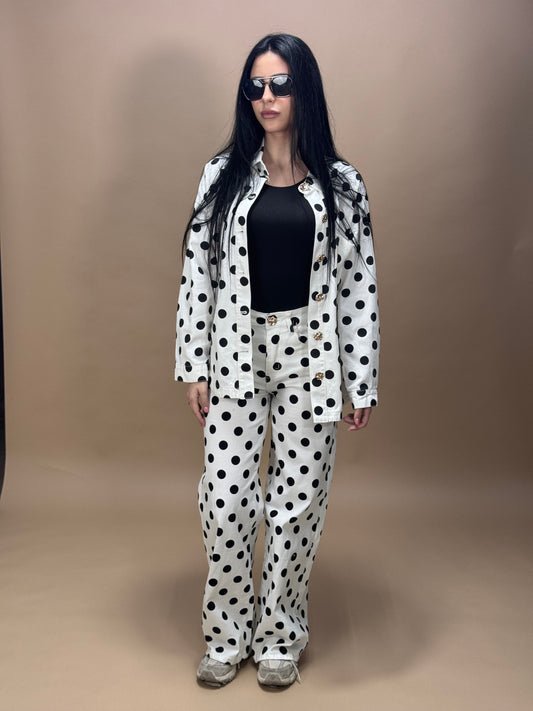 COORDINATO DENIM A POIS