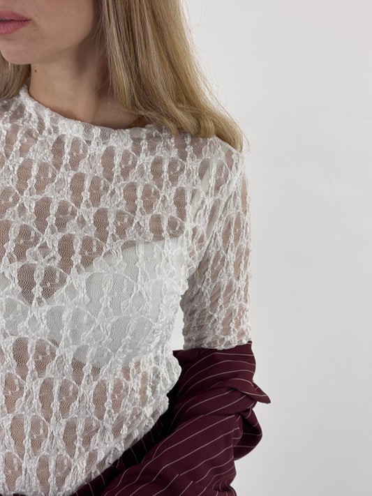 MAGLIETTINA IN PIZZO KELLY BIANCA