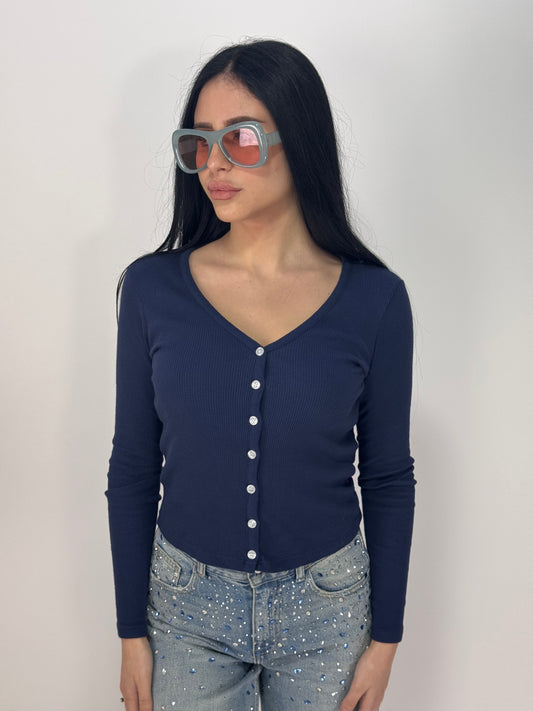 MAGLIA CROP DIANA BLU