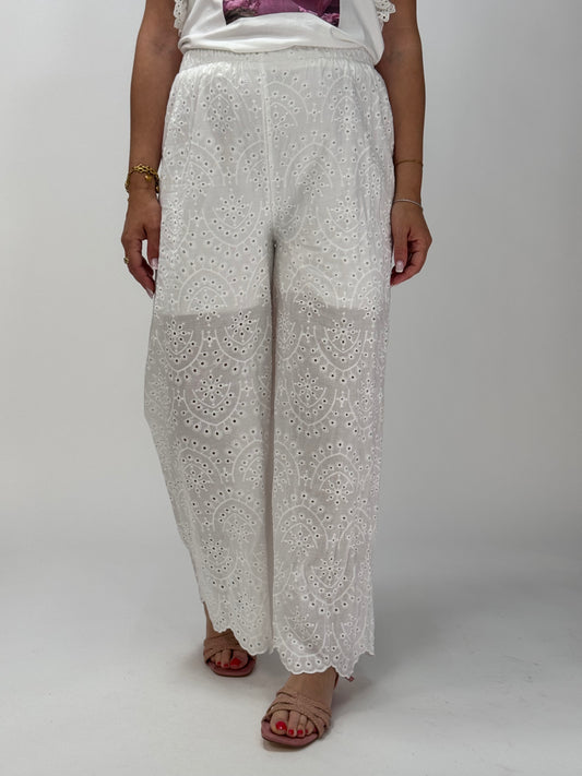 PANTALONE PIZZO SANGALLO BIANCO