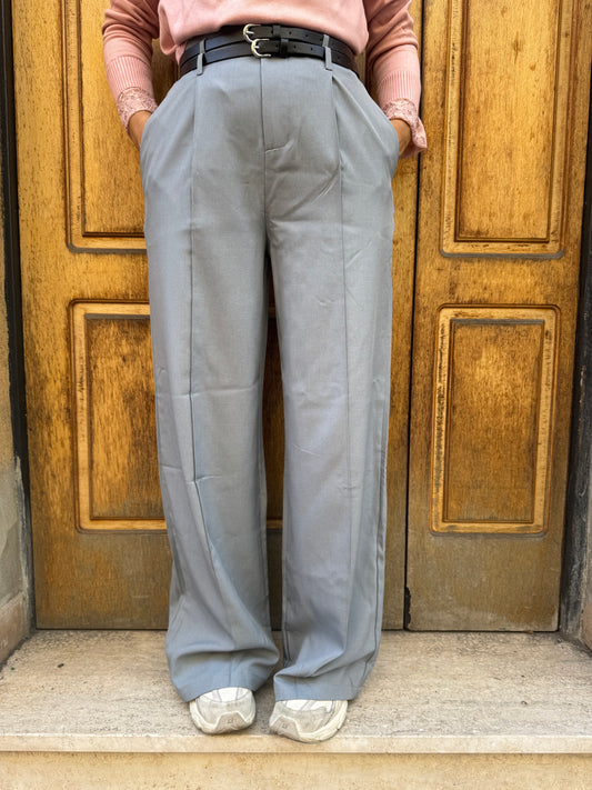 PANTALONE SAMANTA DOPPIO CINTURINO GRIGIO