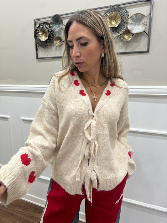 CARDIGAN CUORI ROSSI