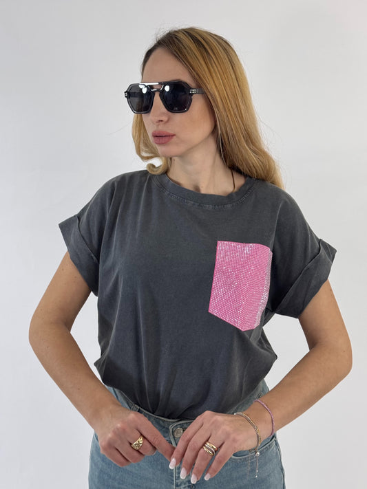 T-SHIRT MIREA TASCA BRILLANTINATA