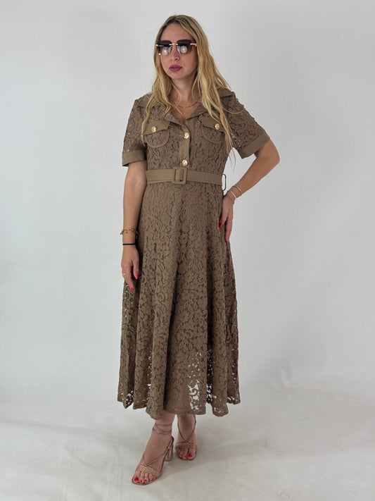 VESTITO PIZZO BEIGE