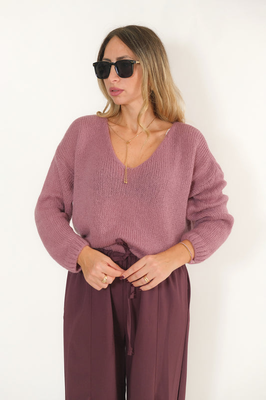 MAGLIONE 'BASIC'SCOLLO A V CIPOLLA