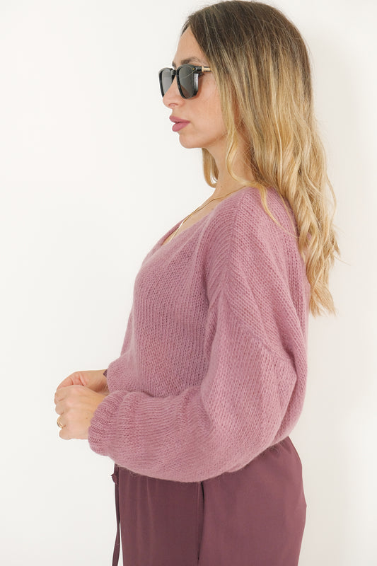 MAGLIONE 'BASIC'SCOLLO A V CIPOLLA