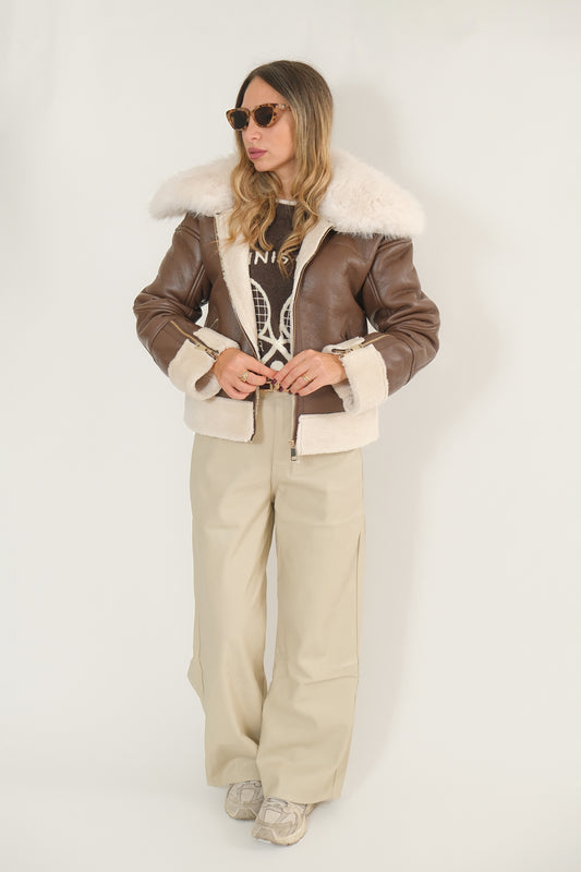 PANTALONE ECOPELLE BURRO