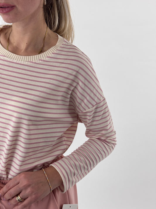 MAGLIETTINA LIAM RIGHE ROSA