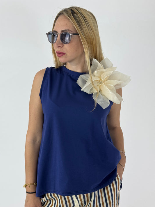 CANOTTA BLU CON SPILLA
