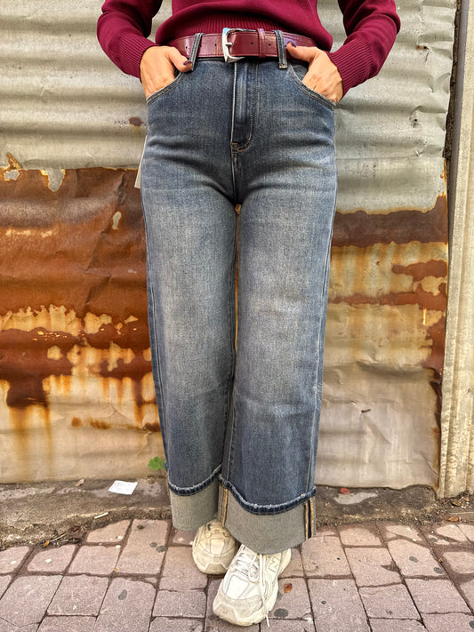 JEANS PIEGONE CINTURINO BORDEAUX