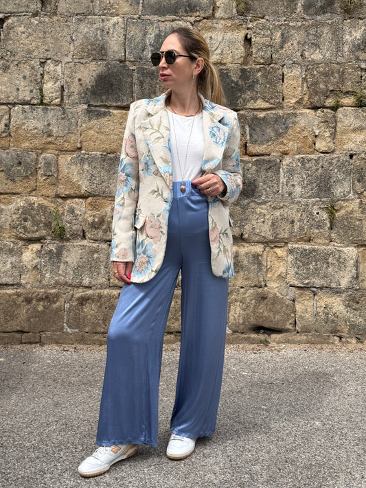 PANTALONE SATIN AZZURRO