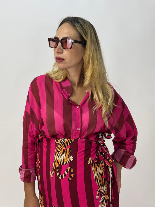 CAMICIA RIGHE CHOCO/FUXIA
