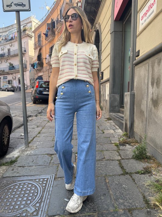 JEANS BOTTONI LATERALI