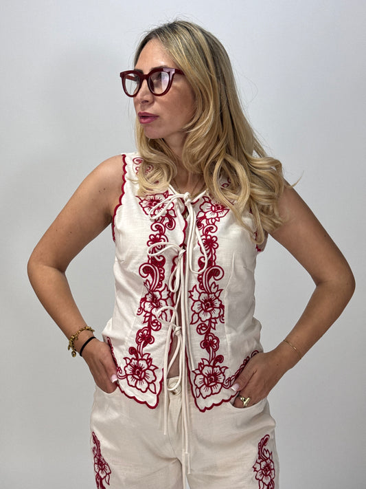 COORDINATO RICAMI ROSSI