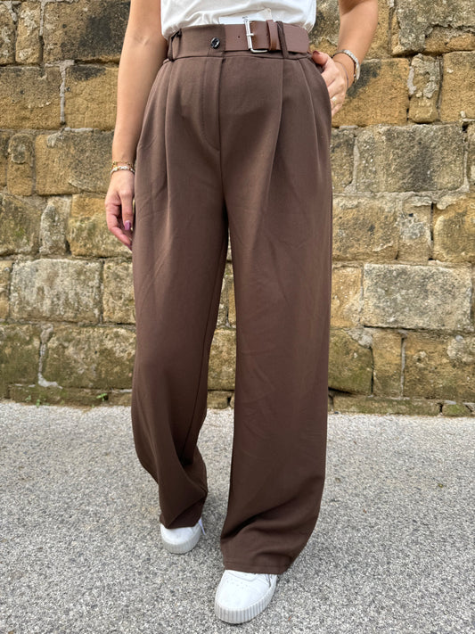 PANTALONE MEZZO CINTURINO CIOCCOLATO