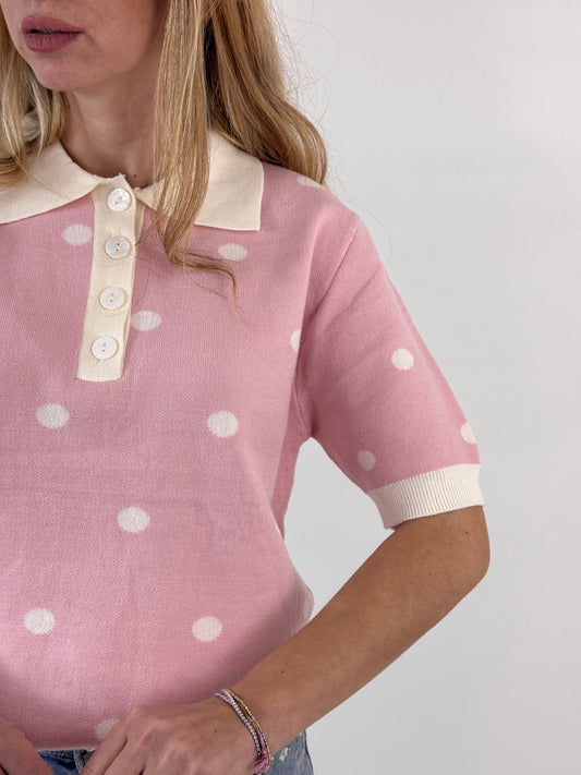 POLO A POIS ROSA