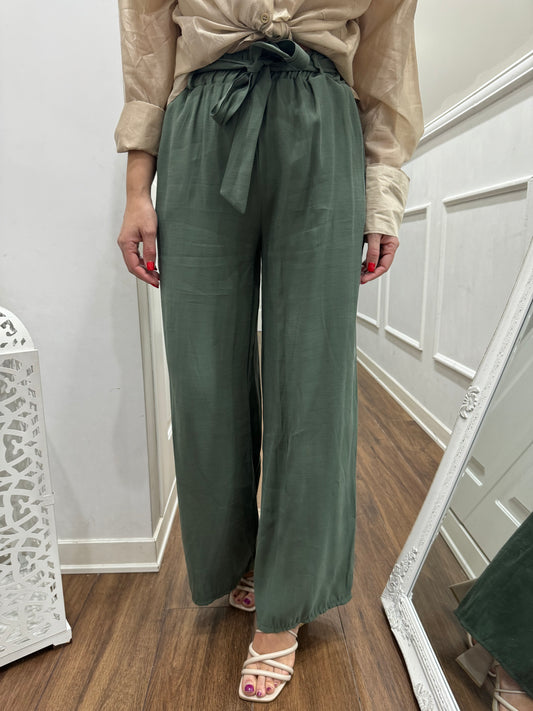 PANTALONE CON FIOCCO VERDE MILITARE