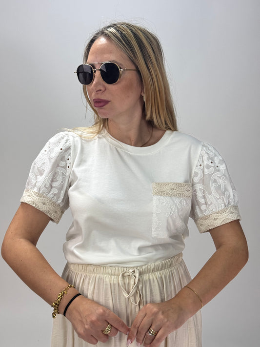 T-SHIRT ORNELLA TASCA IN PIZZO