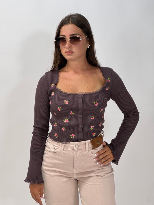 CARDIGAN A COSTINE CON RICAMI