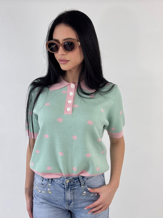 POLO A POIS VERDE