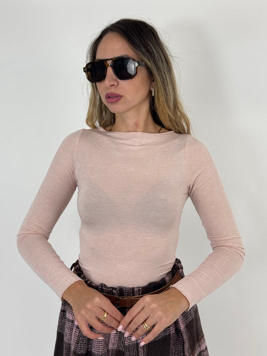 MAGLIA SCOLLO A BARCA ROSA