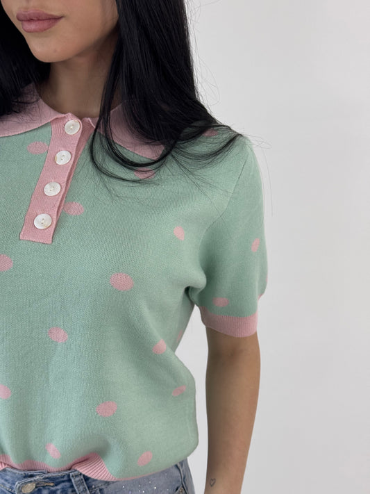 POLO A POIS VERDE